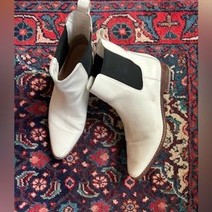 J Crew white leather boots